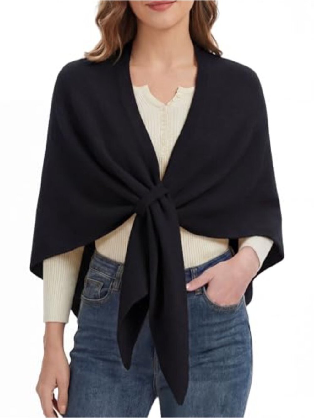 Knitted Pashmina Shawl Wrap Women Cashmere Cardigan Shoulder Top